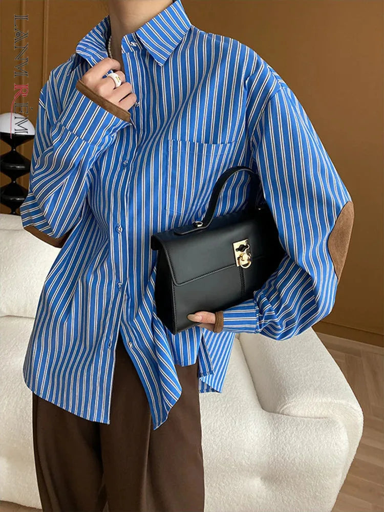 French Style Stripe Loose Shirt