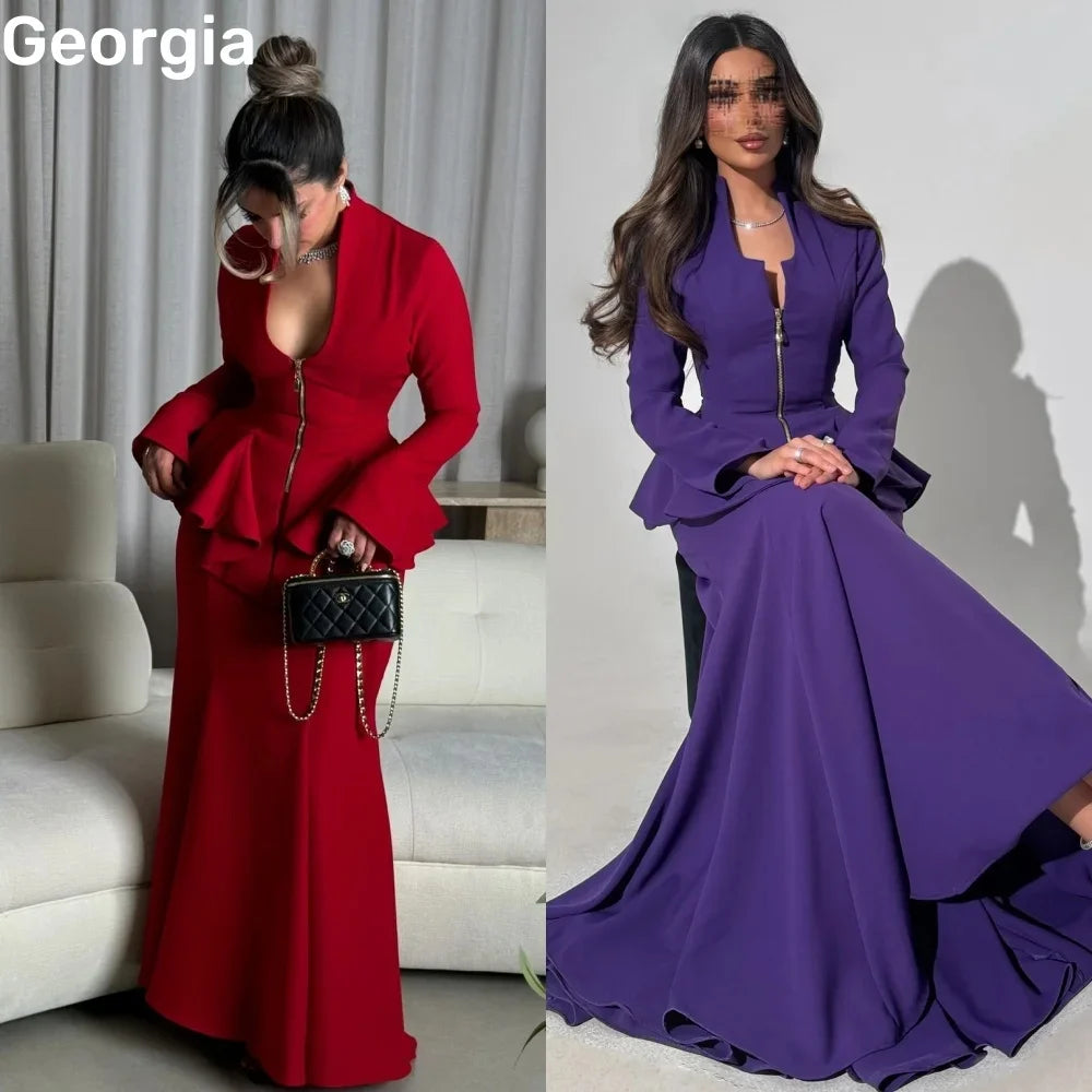 Red A-Line Luxury Evening Dresses