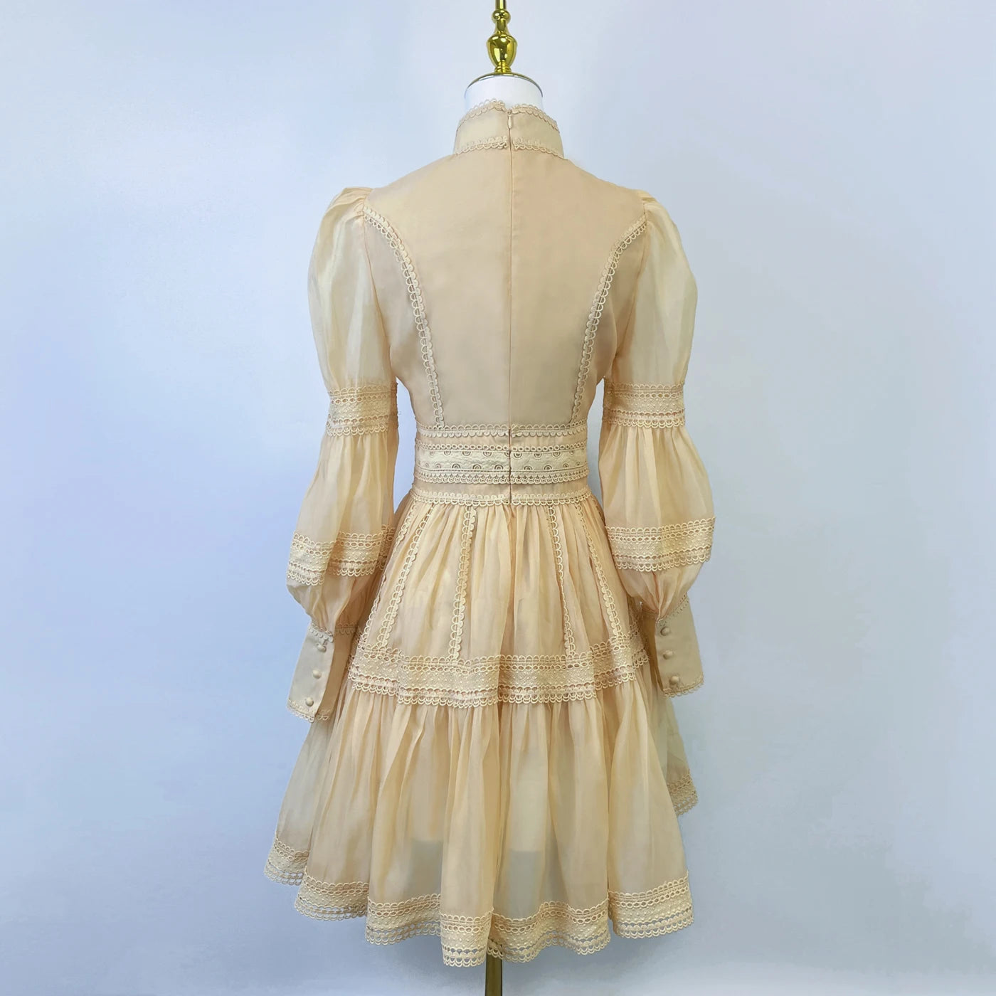 Turtleneck Puff Sleeve Elegant Dress