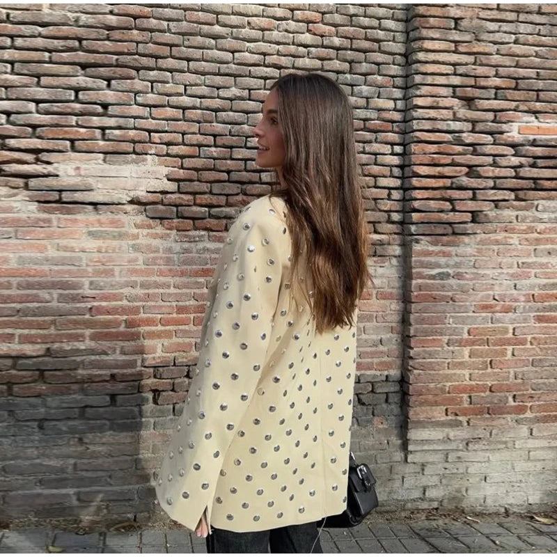V-Neck Blazer with Shoulder Pads