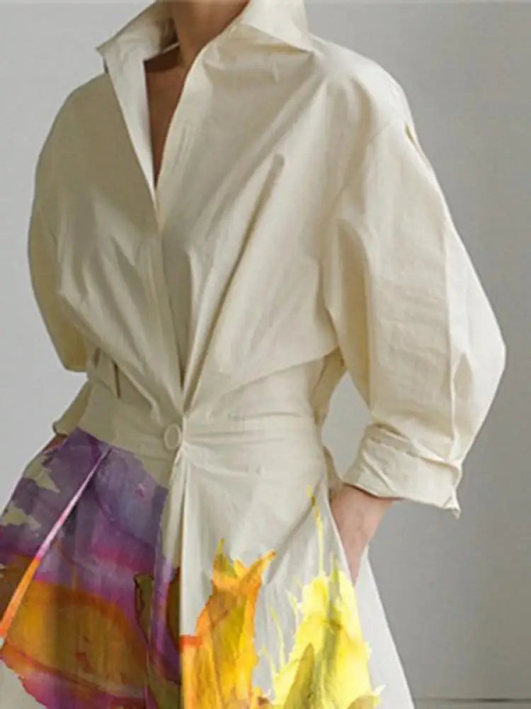 Long Sleeves Button Tied Dress