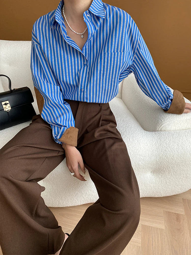 French Style Stripe Loose Shirt