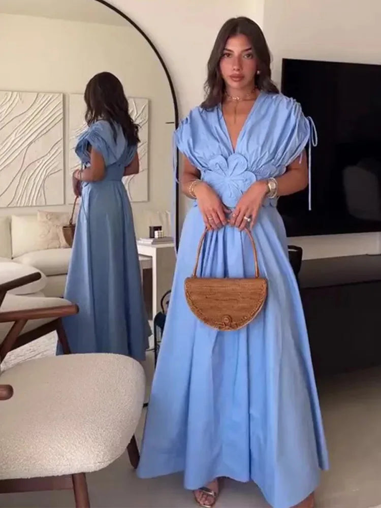 فستان أنيق بأكمام قصيرة