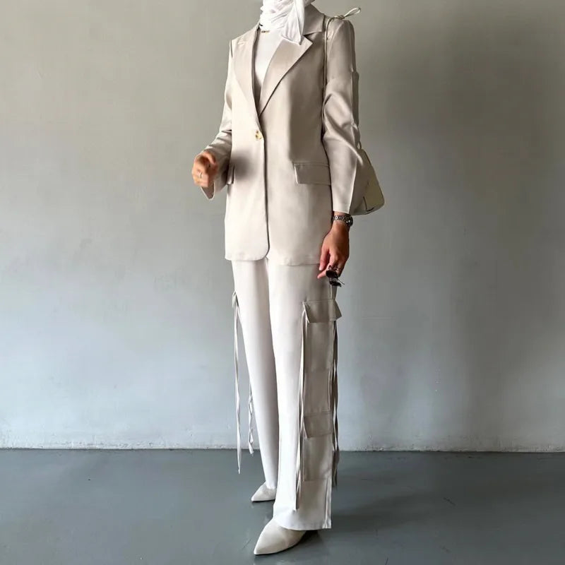 Multi Pocket Ribbon Blazer & Pants