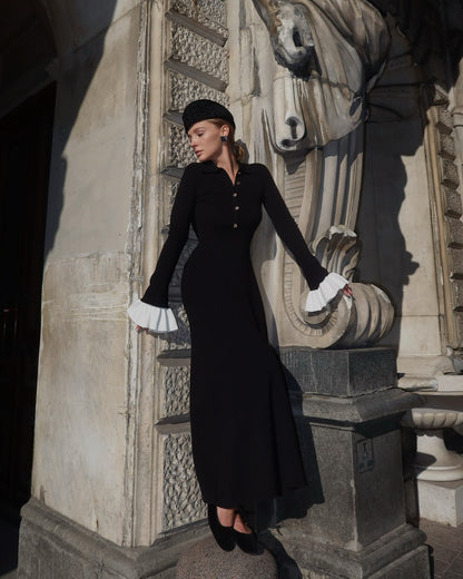 Contrast Knit Maxi Dress