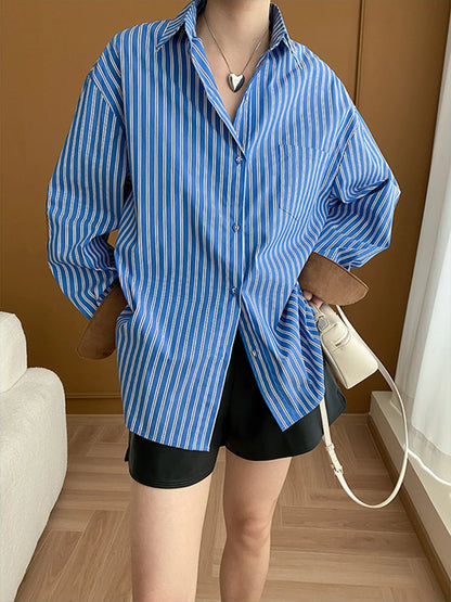 French Style Stripe Loose Shirt