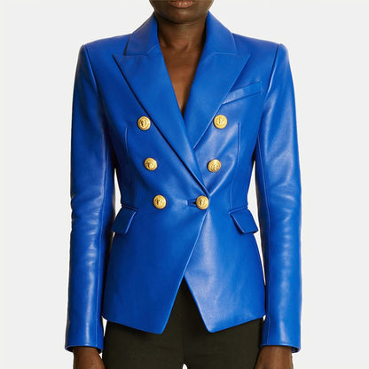 Leather Fabric Women Suit Coat