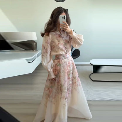Elegant Printed Long Skirt Set