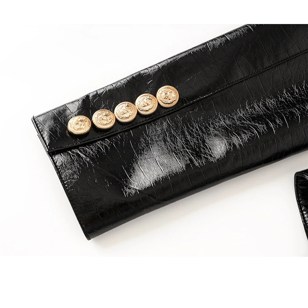 Sooth Pu Leather Black Quality Blazer