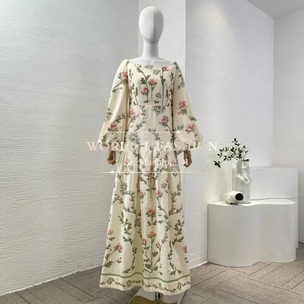 Pure Linen Yellow Midi Dress
