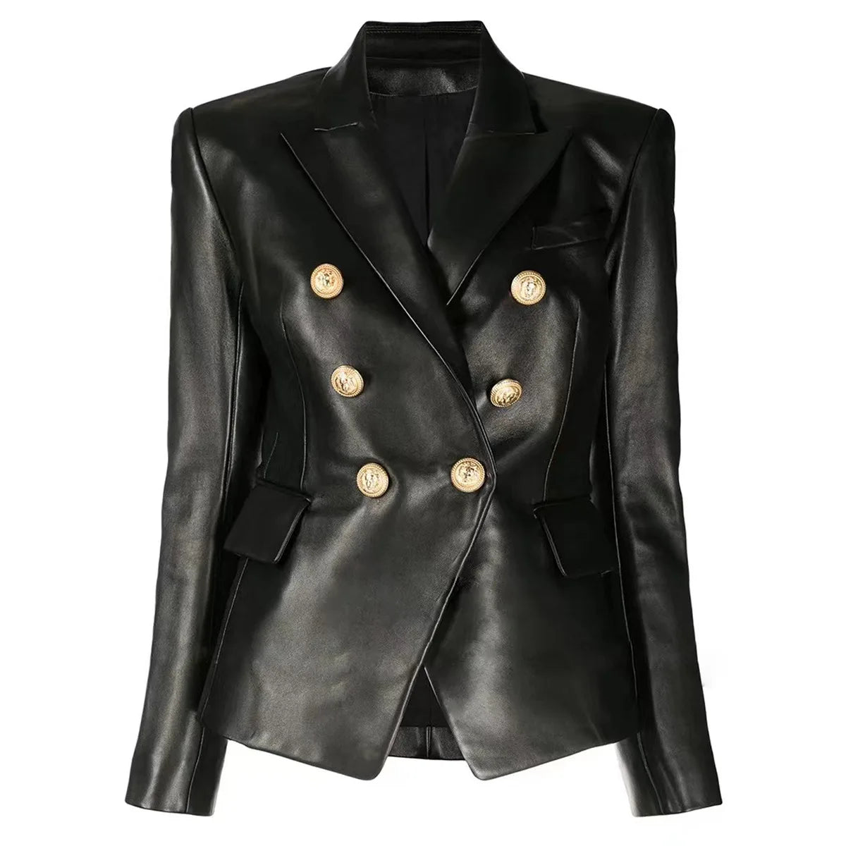 Leather Fabric Women Suit Coat