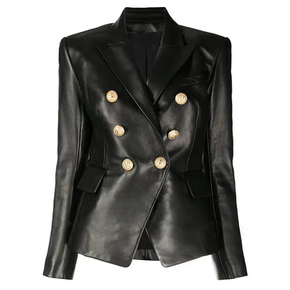 Leather Fabric Women Suit Coat
