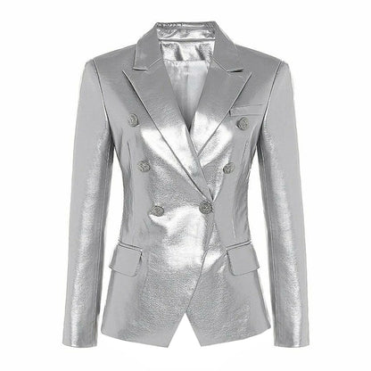 Leather Fabric Women Suit Coat