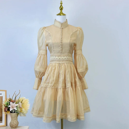 Turtleneck Puff Sleeve Elegant Dress