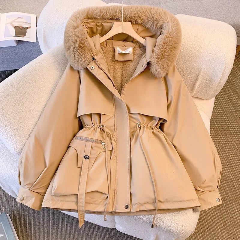 Winter Lined Hood Down Jacket Coat for Women