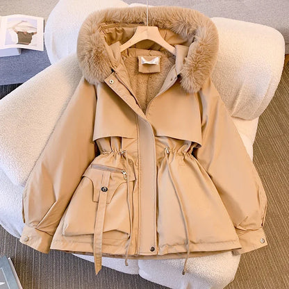 Winter Lined Hood Down Jacket Coat for Women