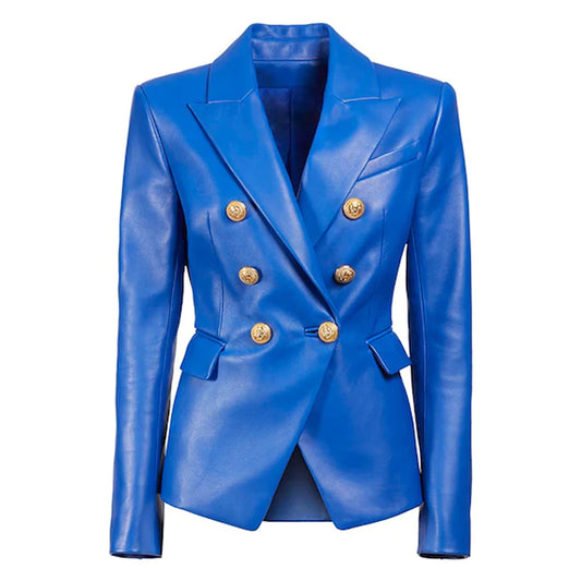 Leather Fabric Women Suit Coat