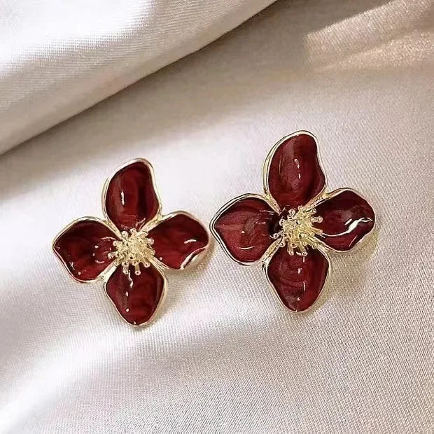 Hibiscus Glaze Flower Earrings