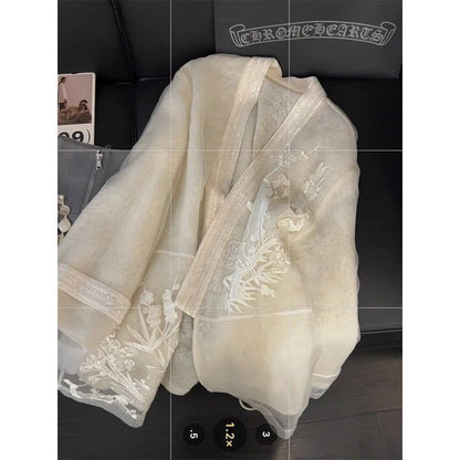 V-Neck Elegant White Jacket
