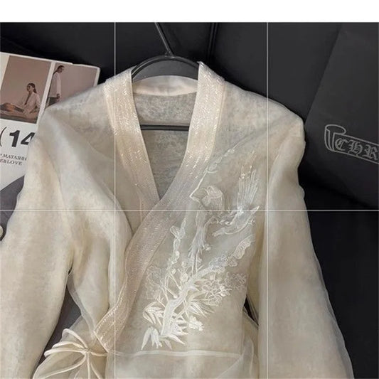 V-Neck Elegant White Jacket