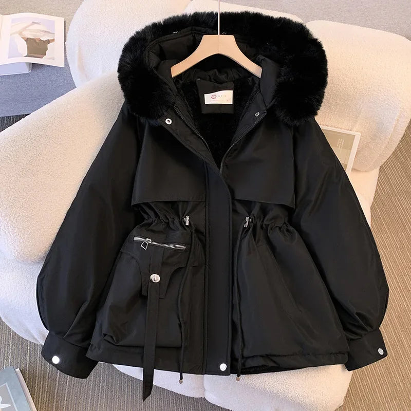 Winter Lined Hood Down Jacket Coat for Women