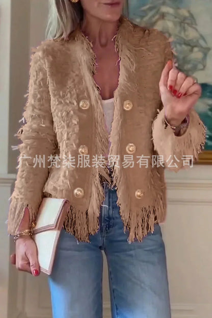 Fashion Metal Button Short Jacket  Women