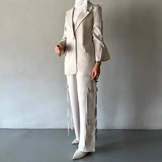 Multi Pocket Ribbon Blazer & Pants