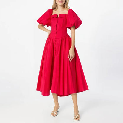 Short Sleeve High Waist Dress