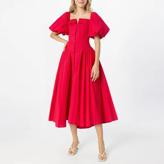 Short Sleeve High Waist Dress
