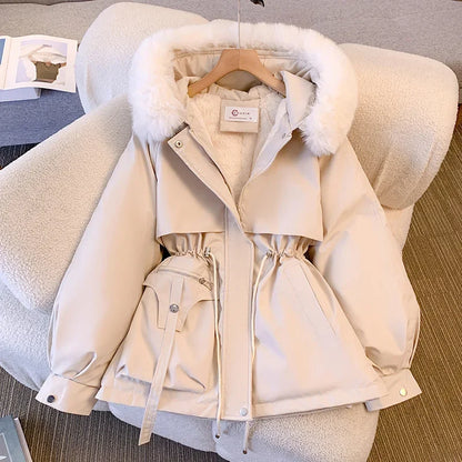 Winter Lined Hood Down Jacket Coat for Women