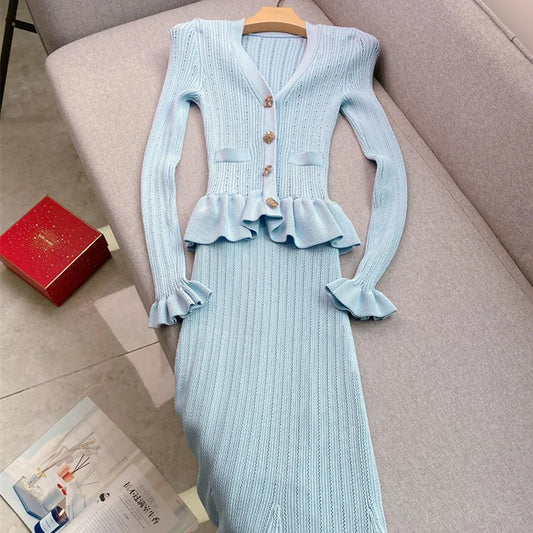 Knitted Ruffled Maxi Dress