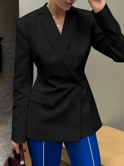 Elegant Women's Backless Black Suit