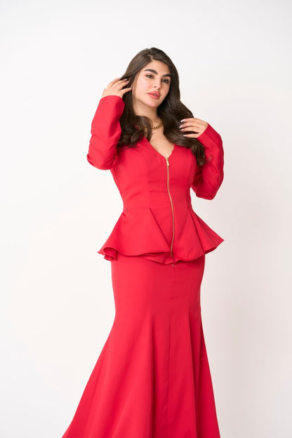 Red A-Line Luxury Evening Dresses